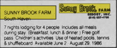 Sunny Brook Farm Resort (Sunny Brook RV Resort) - May 12 1986 Ad (newer photo)